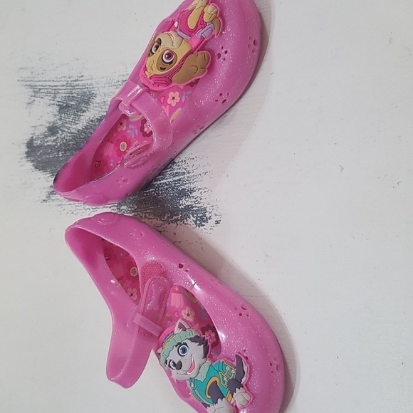 Paw Patrol Girls Shoes Pink Sparkly Silicone Jelly Shoes Size 11 GUC READ - Picture 6 of 10
